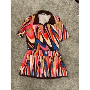 Her…Bottari Retro Psychedelic Lightweight Two Piece Tennis Skort Set, sz S